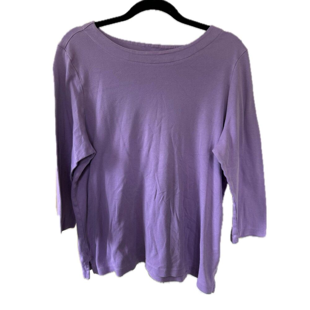 Coldwater Creek Best 100% Egyptian Cotton Boat Neck Quarter Sleeve Top XL